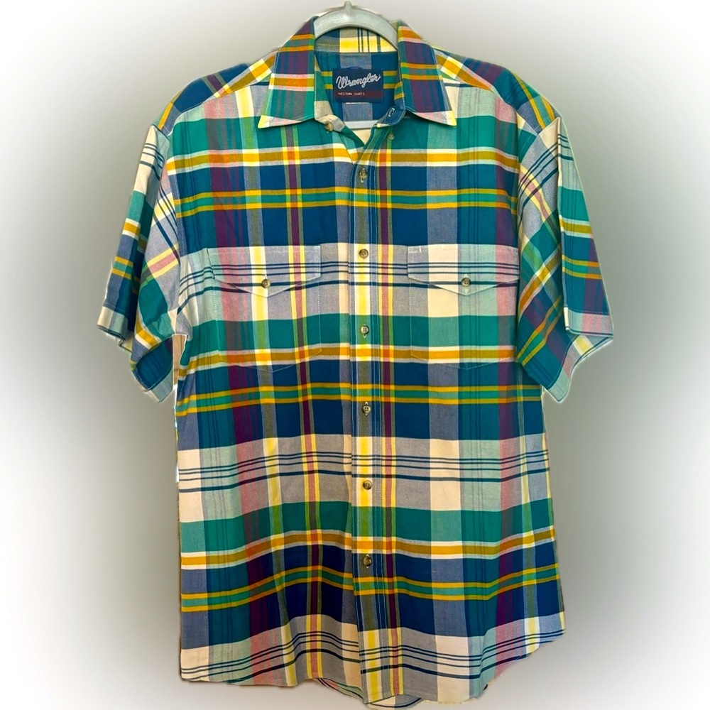 Men’s Vintage Wrangler XL Plaid Button Down Shirt